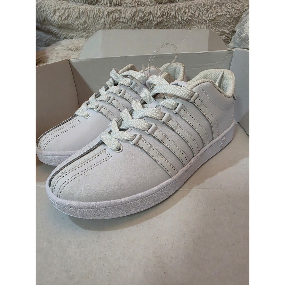 K-Swiss Classic VN Varsity Low All White Leather Sneakers Youth 7 / Women's 8.5